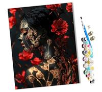 WMZPOY Paint by Numbers Kits for Adults Golden Flower of The Dark Night with Brushes and Acrylic Pigment DIY Digital Canvas Painting for Adults Beginner-16X20 Inch Frameless