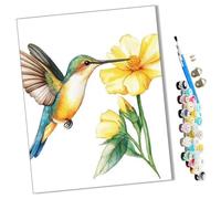 WMZPOY Paint by Numbers Kits for Adults Hummingbird and Yellow Flowers Kits for Beginner Acrylic Oil Hand Painting Kits for Home Decor Without Frame 16X20inch-frameless
