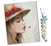 WMZPOY Paint by Numbers Kits for Adults Kiss in The Wheat Field with Brushes and Acrylic Pigment DIY Digital Canvas Painting for Adults Beginner-16X20 Inch Frameless