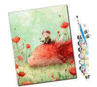 WMZPOY Paint by Numbers Kits for Adults The Red Dragon and The Boy in The Fairy Tale Kits for BeginnerAcrylic Oil Hand Painting Kits for Home Decor Without Frame 16X20inch-frameless