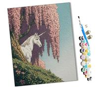 WMZPOY Paint by Numbers Kits for Adults Unicorn Under The Wisteria with Brushes and Acrylic Pigment DIY Digital Canvas Painting for Adults Beginner-16X20 Inch Frameless