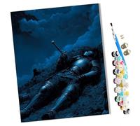 WMZPOY Paint by Numbers Knight Lying on The Mountain Cloak Abstract for Adults and Kids DIY Oil Painting Gift Kits Pre-Printed Canvas Art Home Decoration 16x20 inch Frameless