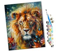 WMZPOY Paint by Numbers Lion Flower Field (14) Abstract for Adults and Kids DIY Oil Painting Gift Kits Pre-Printed Canvas Art Home Decoration 16x20 inch Frameless