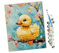 WMZPOY Paint by Numbers Little Duck on a Branch Abstract for Adults and Kids DIY Oil Painting Gift Kits Pre-Printed Canvas Art Home Decoration 16x20 inch Frameless