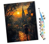 WMZPOY Paint by Numbers Man Holding an Umbrella on The Street Abstract for Adults and Kids DIY Oil Painting Gift Kits Pre-Printed Canvas Art Home Decoration 16x20 inch Frameless