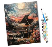 WMZPOY Paint by Numbers Piano Under The Moon Abstract for Adults and Kids DIY Oil Painting Gift Kits Pre-Printed Canvas Art Home Decoration 16x20 inch Frameless