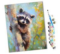 WMZPOY Paint by Numbers Raccoon in The Tree 4 Abstract for Adults and Kids DIY Oil Painting Gift Kits Pre-Printed Canvas Art Home Decoration 16x20 inch Frameless