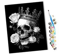 WMZPOY Paint by Numbers Rose Crown Skull Abstract for Adults and Kids DIY Oil Painting Gift Kits Pre-Printed Canvas Art Home Decoration 16x20 inch Frameless