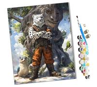 WMZPOY Paint by Numbers Snow Leopard Ranger for Adults and Kids DIY Oil Painting Gift Kits Pre-Printed Canvas Art Home Decoration 16x20 inch Frameless