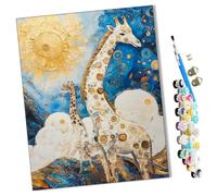 WMZPOY Paint by Numbers Sun and Giraffe Abstract for Adults and Kids DIY Oil Painting Gift Kits Pre-Printed Canvas Art Home Decoration 16x20 inch Frameless