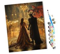 WMZPOY Paint by Numbers The Dragon and The Princess's Twilight Date Abstract for Adults and Kids DIY Oil Painting Gift Kits Pre-Printed Canvas Art Home Decoration 16x20 inch Frameless