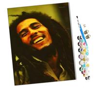 WMZPOY Paint by Numbers The Godfather of Music Bob Marley Smiling for Adults and Kids DIY Oil Painting Gift Kits Pre-Printed Canvas Art Home Decoration 16x20 inch Frameless