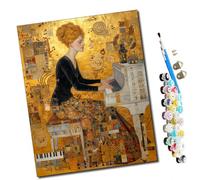 WMZPOY Paint by Numbers The Golden Pianist's Poem Abstract for Adults and Kids DIY Oil Painting Gift Kits Pre-Printed Canvas Art Home Decoration 16x20 inch Frameless