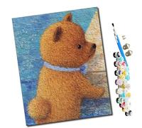 WMZPOY Paint by Numbers The Little Bear's Blue Bow tie for Adults and Kids DIY Oil Painting Gift Kits Pre-Printed Canvas Art Home Decoration 16x20 inch Frameless