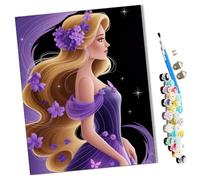 WMZPOY Paint by Numbers Violet Princess Dream Abstract for Adults and Kids DIY Oil Painting Gift Kits Pre-Printed Canvas Art Home Decoration 16x20 inch Frameless