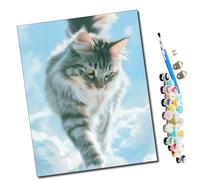 WMZPOY Paints by Numbers for Adult A cat Walking on Clouds Kits for Beginners Adults DIY Art Decor Hand Painted Painting Creative Gift Home Decoration 16x20 inch Frameless