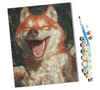 WMZPOY Paints by Numbers for Adult Corgi in The Water Kits for Beginners Adults DIY Art Decor Hand Painted Painting Creative Gift Home Decoration 16x20 inch Frameless