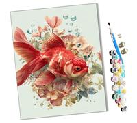 WMZPOY Paints by Numbers for Adult Flower Language Goldfish Kits for Beginners Adults DIY Art Decor Hand Painted Painting Creative Gift Home Decoration 16x20 inch Frameless