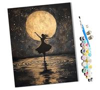 WMZPOY Paints by Numbers for Adult Girl Dancing in The Water at Moonlit Night Kits for Beginners Adults DIY Art Decor Hand Painted Painting Creative Gift Home Decoration 16x20 inch Frameless