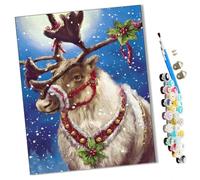 WMZPOY Paints by Numbers for Adult Lucky Christmas Deer Kits for Beginners Adults DIY Art Decor Hand Painted Painting Creative Gift Home Decoration 16x20 inch Frameless