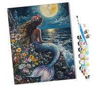 WMZPOY Paints by Numbers for Adult Mermaid by The Sea 3 Kits for Beginners Adults DIY Art Decor Hand Painted Painting Creative Gift Home Decoration 16x20 inch Frameless