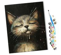 WMZPOY Paints by Numbers for Adult Sleepwalking cat Saliva Kits for Beginners Adults DIY Art Decor Hand Painted Painting Creative Gift Home Decoration 16x20 inch Frameless