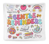 WNAGT Gentle Reminders Mental Health Tapestry Wall Hanging, Therapy Office Decor, Positive Psychology Mental Health Wall Blanket Decor for Home Therapist Office Classroom, 50x60 Inch