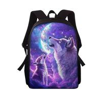 Wnbucioht Animal Wolf Backpack For Kids Boys School Bookbag 15 Inch Kindergarten Toddler Schoolbags Galaxy Wolf Print School Backpack for Little Boys 4-8 Years Old