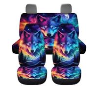 Wnbucioht Animal Wolf Car Seat Covers Full Set 4 Pcs Auto Interior Seat Accessories for Men Women Funny Wolf Print Automotive Seat Covers Bucket Seat Cushion Pads,Fit Most Vehicle,Cars