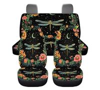 Wnbucioht Art Dragonfly Car Seat Covers Full Set 4 Pcs Universal Auto Interior Seat Protector Flower Dragonfly Print Vehicle Bucket Seat Pad Split Bench Cover Travel Dog Blanket,Easy to Install