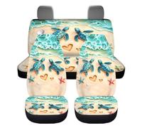 Wnbucioht Beach Sea Turtle Car Seat Covers Set for Front And Rear 4 Pack Universal Vehicle Bucket Seat Pad Breathable Split Bench Seat Protector Full Set Mens Womens Travel Seat Cushion Covers Set