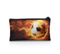 Wnbucioht Boys Pencil Case Soccer Print Pen Bags for School Kids Big Capacity Stationery Organzier Flame Soccer Print Pencil Box Pencil Pouch Holder for Teens Adults School Office Supply