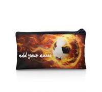 Wnbucioht Custom Design Pencil Case for Girls Boys School Pen Case Big Capacity Pencil Holder Kids Toddler Stationery Organizer Bag Flame Soccer Name Print School Pencil Holder