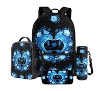 Wnbucioht Cute Dolphin School Backpack for Kids Girls 6-8 Years,4 in 1 Funny Animal Dolphin Bookbag for Preschool Kindergarden with Lunch Bag Pencil Holders Schoolbag Set