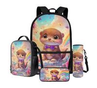 Wnbucioht Cute Sloth School Backpack Set for School Boys Girls,4 in 1 Animal Sloth Children Daypack with Pencil Case Bottle Water Cover for Preschool Kindergarden