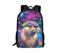 Wnbucioht Galaxy Night Otter School Backpack for Little Girls Toddler Bookbag 17 Inch Cute Otter Print Schoolbags Kindergarten Elementary Casual Daypack Big Capacity Rucksack Daily Bagpack