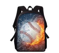 Wnbucioht Kids School Backpack for Boys Baseball Print Bookbag 15 Inch Little Boys Schoolbags Flame Baseball School Backpack for Toddler 4-8 Travel Laptop Bagpack with Side Pocket