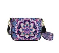 Wnbucioht Mandala Lotus Messenger Bag for Women Small Shoulder Handbag Purple Hippie Lotus Printed Crossbody Purse for Ladies Girls Travel Holiday Zipper Wallet Boho Lotus Crossbody Bag