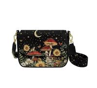 Wnbucioht Moon Mushroom Crossbody Bag Small Purse for Women Leather Shoulder Handbag Trendy Messenger Bags Mushroom Purse for Lady Girls Travel Sling Satchel Zipper Wallet