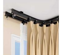 WNBW Double Curved Curtain Track Flexible Bendable Aluminum Track Ceiling/Wall Curtain Rods Bendable Mount for Curtains-Room Divider(Black,2.9m(9.5ft))