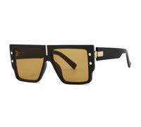 WNCKSQ Big Frame Vintage Sunglasses Men Square Sun Glasses Retro Black Oversized Glasses Goggle for Male Women Sunglasses ,Black Brown