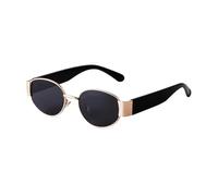 WNCKSQ Brown Oval Sunglasses for Women Men Retro Small Metal Frame Sun Glasses Fashion Steampunk Uv400(C1)