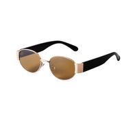 WNCKSQ Brown Oval Sunglasses for Women Men Retro Small Metal Frame Sun Glasses Fashion Steampunk Uv400(C4)