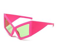 WNCKSQ Cat Eye Punk Oversized Sunglasses Women Fashion Windproof Big Frame Goggle Sun Glasses For Female,C6RedGreen