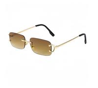 WNCKSQ CATERSIDE Rectangular Sunglasses Men Rimless White Copper Small Square Sun Glasses For Women Gradient Lens Outdoor Eyewear UV400,C03 Brown,1