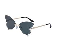 WNCKSQ Diamond Butterfly Sunglasses Women Fashion Rimless Sun Glasses For Female Unique Party Shades Eyewear,C1Black