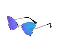 WNCKSQ Diamond Butterfly Sunglasses Women Fashion Rimless Sun Glasses For Female Unique Party Shades Eyewear,C3Blue