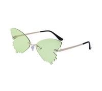 WNCKSQ Diamond Butterfly Sunglasses Women Fashion Rimless Sun Glasses For Female Unique Party Shades Eyewear,C4Green