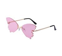 WNCKSQ Diamond Butterfly Sunglasses Women Fashion Rimless Sun Glasses For Female Unique Party Shades Eyewear,C7Pink