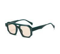WNCKSQ Double Bridges Square Women Gradient Sunglasses Fashion Clear Lens Frame Men Retro Punk Sun Glasses Shades UV400,Green champagne,1